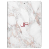 Moderne Monogramm-Rose Gold Weißer Marmor Elegant Klemmbrett (Rückseite)