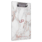 Moderne Monogramm-Rose Gold Weißer Marmor Elegant Klemmbrett (Rechts)