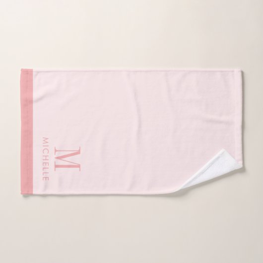 Moderne Monogramm-Rose rosa auf Rosa Badhandtuch Set (Handtuch)