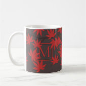 Moderne Monogramm Rot Ahornblatt Grau Kaffeetasse (Links)
