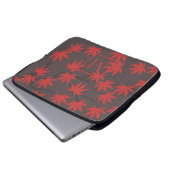 Moderne Monogramm Rot Ahornblatt Grau Laptopschutzhülle (Vorne Knopf)