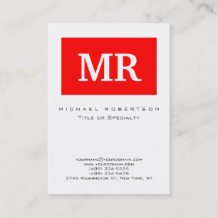 Moderne Monogramm Rot Weiße Saubere Visitenkarte