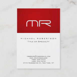 Moderne Monogramm-Rot-Weiße-Saubere Visitenkarte