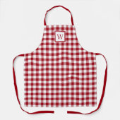 Moderne Monogramm-Rotkariertes Muster Schürze (Vorderseite)