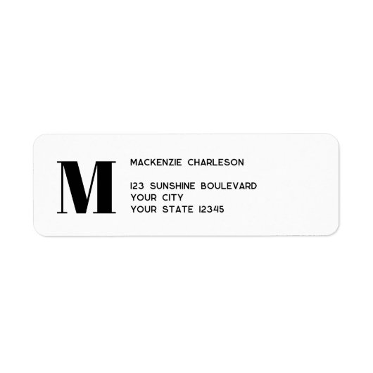 Moderne Monogramm-Rücksendeadresse (Vorne)