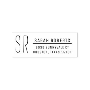 Moderne Monogramm-Rücksendeadresse-Briefmarke Gummistempel