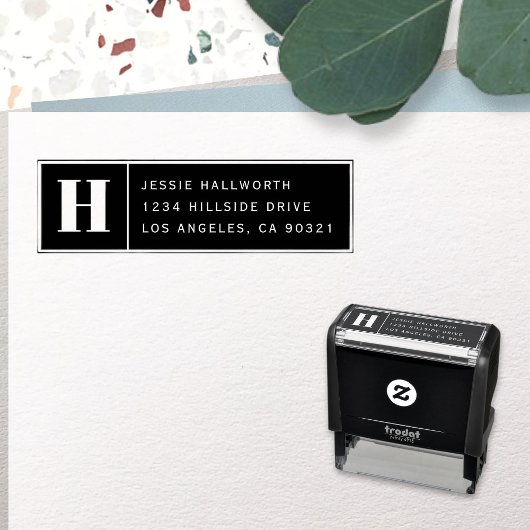 Moderne Monogramm & Rücksendeadresse Permastempel
