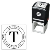 Moderne Monogramm-Rücksendeadresse rund Permastempel (Beispiel)