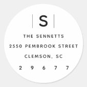 Moderne Monogramm-Rücksendeadresse Runder Aufkleber (Vorderseite)