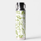 Moderne Monogramm-Salbei-Grün-Olivenblatt-Chic-Des Trinkflasche (Vorne)