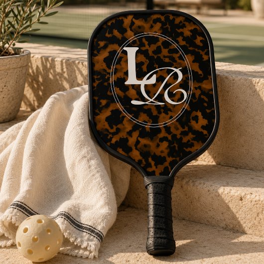 Moderne Monogramm-Schildpatt-Prägung Pickleball Schläger