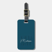 Moderne Monogramm-Schrift Name Blau Gepäckanhänger (Vorderseite vertikal)