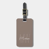 Moderne Monogramm-Schrift Name Taupe Gepäckanhänger (Vorderseite vertikal)