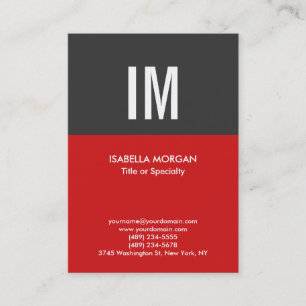 Moderne Monogramm-Schriftart Grau Rot Visitenkarte