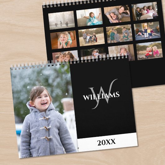 Moderne Monogramm Schwarz Foto Kalender