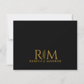 Moderne Monogramm Schwarz Gold Name Mitteilungskarte (Vorderseite)