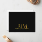 Moderne Monogramm Schwarz Gold Name Mitteilungskarte (Vorderseite/Rückseite Beispiel)
