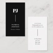 Moderne Monogramm Schwarz Professionell Visitenkarte (Vorne/Hinten)