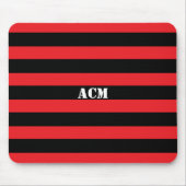 Moderne Monogramm Schwarz und rote Streifen Mousepad (Vorne)