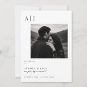 Moderne Monogramm Schwarz-Weiß-Foto Save The Date (Vorderseite)