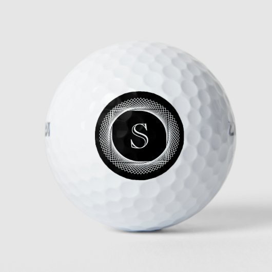 Moderne Monogramm Schwarz/Weiß Golfball (Vorderseite)