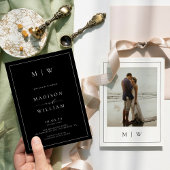 Moderne Monogramm Schwarz-Weiß-Hochzeit Einladung