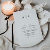 Moderne Monogramm Schwarz-Weiß-Hochzeit Einladung