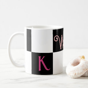 Moderne Monogramm Schwarz/Weiß Kaffeetasse