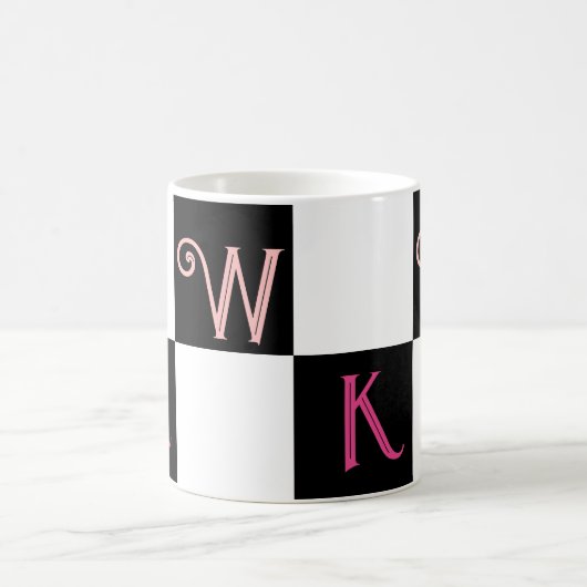 Moderne Monogramm Schwarz/Weiß Kaffeetasse (Mittel)