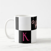 Moderne Monogramm Schwarz/Weiß Kaffeetasse (Links)
