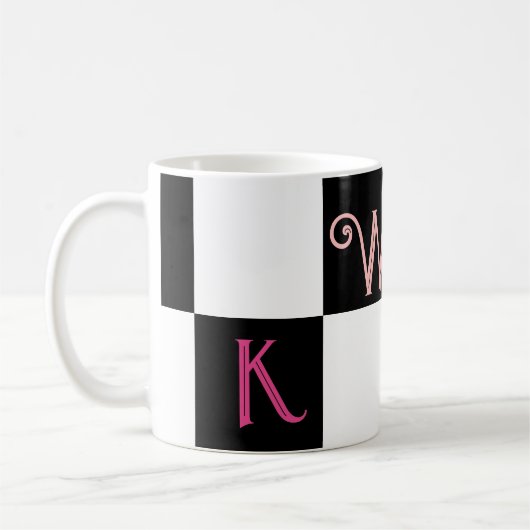 Moderne Monogramm Schwarz/Weiß Kaffeetasse (Links)