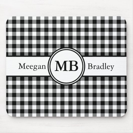 Moderne Monogramm Schwarz-Weiß-Muster Mousepad (Vorne)