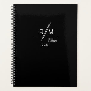 Moderne Monogramm Schwarz/Weiß Planer