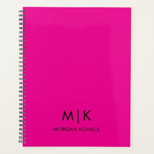 Moderne Monogramm Schwarz/Weiß Planer (Vorderseite)