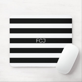 Moderne Monogramm Schwarz-Weiß-Streifen Mousepad
