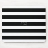 Moderne Monogramm Schwarz-Weiß-Streifen Mousepad (Vorne)