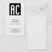 Moderne Monogramm-Schwarz-weiße Schlichte Visitenk Visitenkarte (Vorne/Hinten)