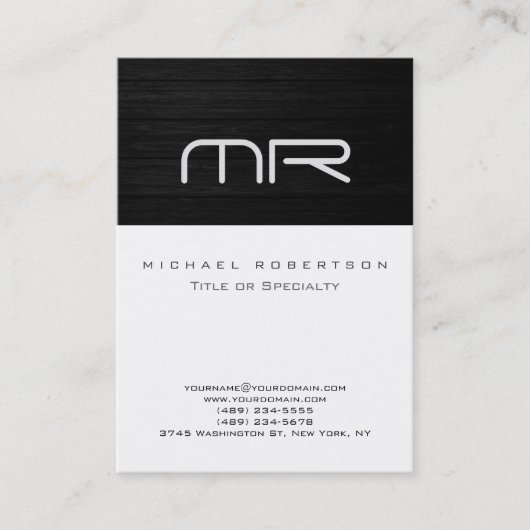 Moderne Monogramm-Schwarz-weiße Visitenkarte (Vorderseite)