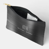 Moderne Monogramm Schwarz Zubehörtasche (Offen)