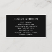 Moderne, Monogramm, schwarze Visitenkarte (Rückseite)