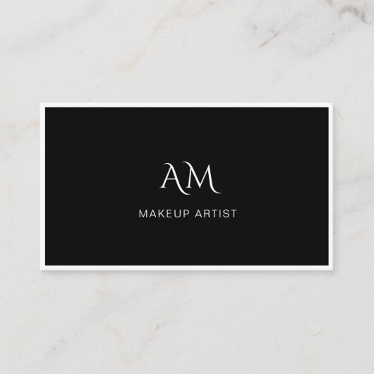 Moderne, Monogramm, schwarze Visitenkarte (Vorderseite)