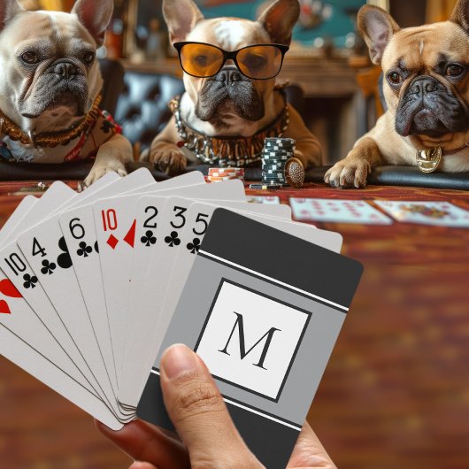 Moderne Monogramm-Stilinitiale Trend Schwarz Grau Spielkarten