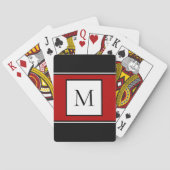 Moderne Monogramm-Stilinitiale Trendiges Schwarz R Spielkarten (Rückseite)