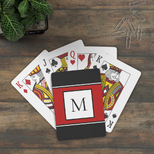 Moderne Monogramm-Stilinitiale Trendiges Schwarz R Spielkarten