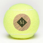 Moderne Monogramm Streifen Gelb-Rosa Tennisbälle (Vorderseite)