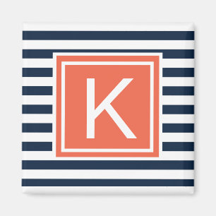 Moderne Monogramm Streifen Magnet