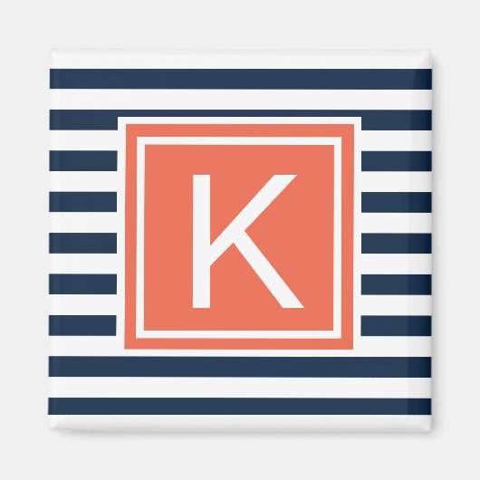 Moderne Monogramm Streifen Magnet (Vorne)