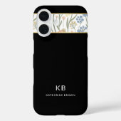Moderne Monogramm Süßes schwarzes Blumenmuster Case-Mate iPhone Hülle (Rückseite)