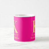 Moderne Monogramm-Trauzeugin Hot Pink Kaffeetasse (Mittel)
