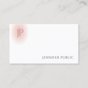Moderne Monogramm-Trendy-Blush-Rosa-Weiße Eleganz Visitenkarte